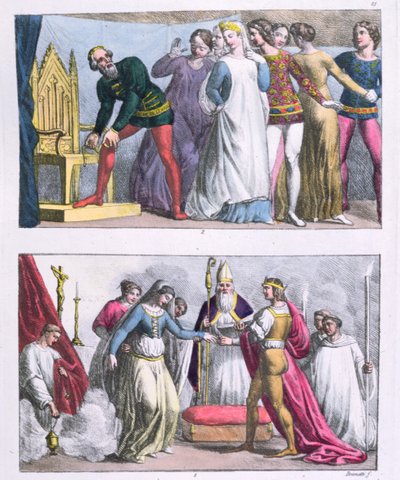 Institución de la Orden de la Jarretera por Eduardo III en 1348 y el matrimonio de Enrique I, de 